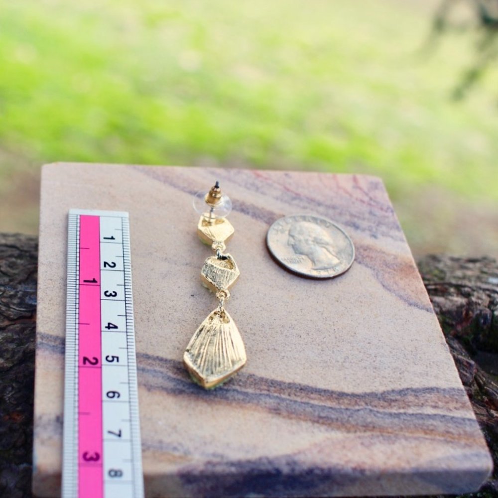 New Trio Arrowhead Geometric Druzy Stone Earrings - Picture 6 of 10